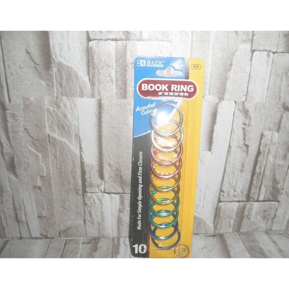 NEW, by BAZIC, BOOK RING METAL MULTI-COLOR, (PACK OF 10) 1" ROUND - Picture 3 of 9